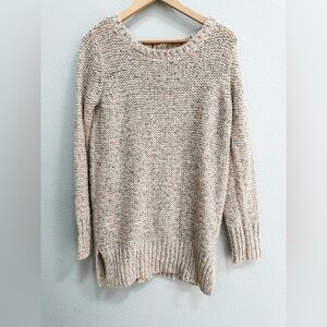 Kaisley Large Cozy Cream Long Sleeve Knit Sweater Zipper Back